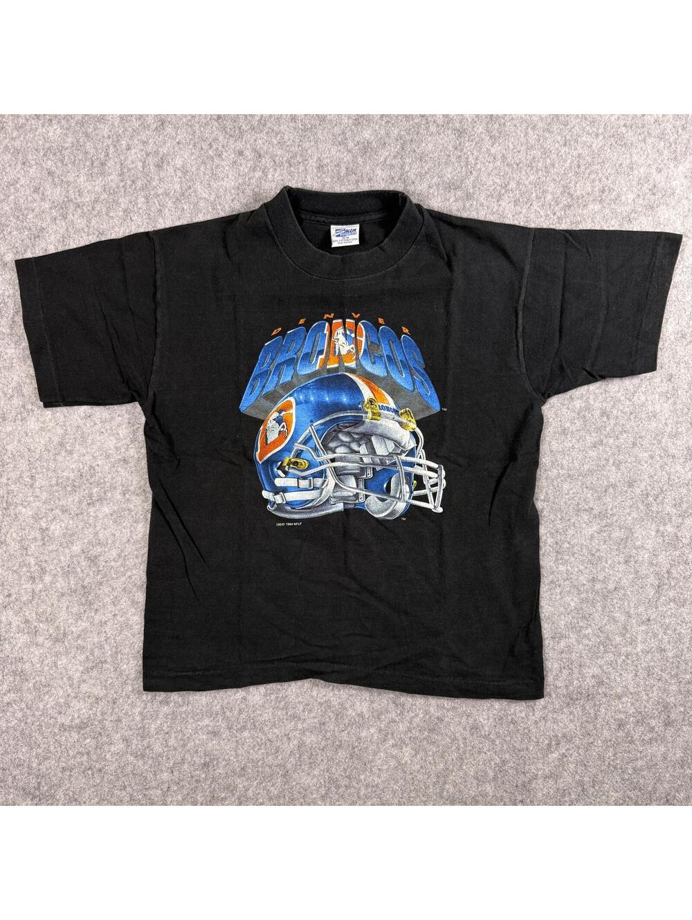 Denver Broncos Helmet Graphic T-Shirt Black Football Tee L(14/16)